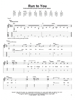 page one of Run To You (Easy Guitar Tab)