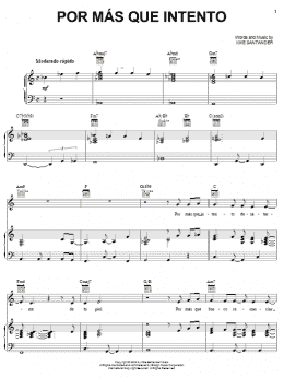 page one of Por Mas Que Intento (Piano, Vocal & Guitar Chords (Right-Hand Melody))