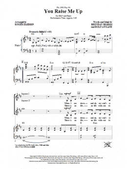 page one of You Raise Me Up (arr. Roger Emerson) (SSA Choir)