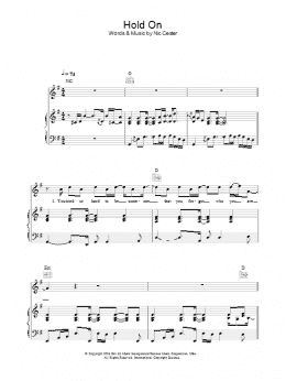 page one of Hold On (Piano, Vocal & Guitar Chords)