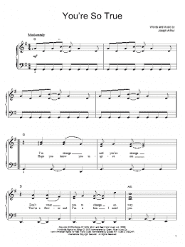 page one of You're So True (Easy Piano)