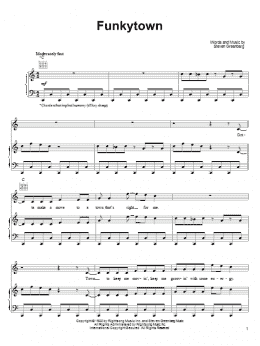 page one of Funkytown (Piano, Vocal & Guitar Chords (Right-Hand Melody))