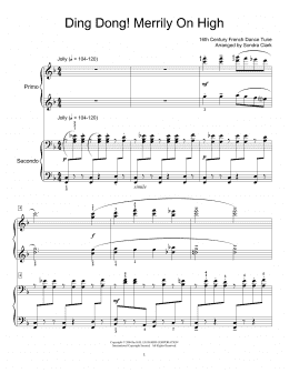 page one of Ding Dong! Merrily On High! (Piano Duet)