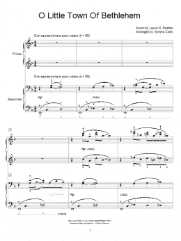 page one of O Little Town Of Bethlehem (Piano Duet)