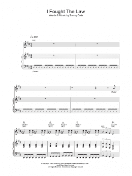 page one of I Fought The Law (Piano, Vocal & Guitar Chords)