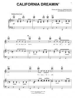 page one of California Dreamin' (Piano, Vocal & Guitar Chords (Right-Hand Melody))