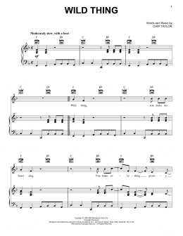 page one of Wild Thing (Piano, Vocal & Guitar Chords (Right-Hand Melody))