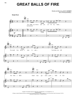 page one of Great Balls Of Fire (Piano, Vocal & Guitar Chords (Right-Hand Melody))