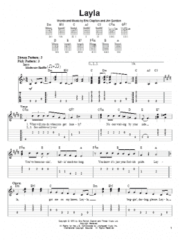 page one of Layla (Easy Guitar Tab)