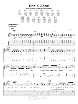 page one of She's Gone (Easy Guitar Tab)