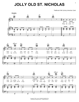 page one of Jolly Old St. Nicholas (Piano, Vocal & Guitar Chords (Right-Hand Melody))