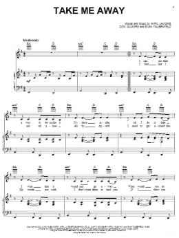 page one of Take Me Away (Piano, Vocal & Guitar Chords (Right-Hand Melody))