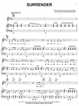 page one of Surrender (Piano, Vocal & Guitar Chords (Right-Hand Melody))