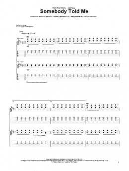 page one of Somebody Told Me (Guitar Tab)