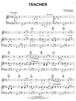 page one of Teacher (Piano, Vocal & Guitar Chords (Right-Hand Melody))
