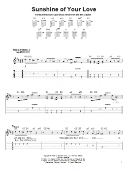 page one of Sunshine Of Your Love (Easy Guitar Tab)