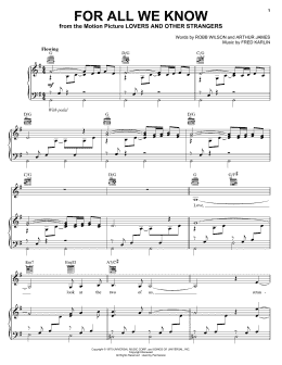 page one of For All We Know (Piano, Vocal & Guitar Chords (Right-Hand Melody))