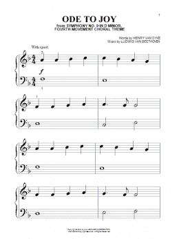 page one of Ode To Joy (Beginning Piano Solo)