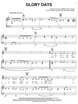 page one of Glory Days (Piano, Vocal & Guitar Chords (Right-Hand Melody))