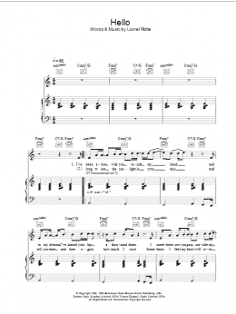 page one of Hello (Piano, Vocal & Guitar Chords)