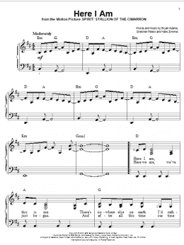 page one of Here I Am (Easy Piano)