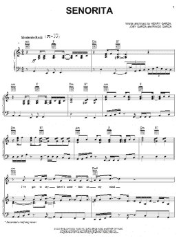 page one of Señorita (Piano, Vocal & Guitar Chords (Right-Hand Melody))