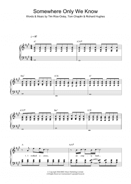 page one of Somewhere Only We Know (Easy Piano)