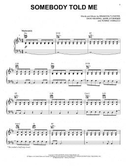 page one of Somebody Told Me (Piano, Vocal & Guitar Chords (Right-Hand Melody))