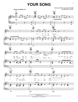 page one of Your Song (Piano, Vocal & Guitar Chords (Right-Hand Melody))