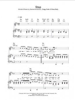 page one of Stop (Piano, Vocal & Guitar Chords (Right-Hand Melody))