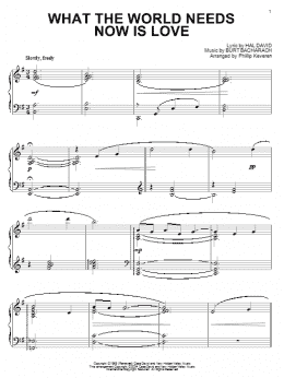 page one of What The World Needs Now Is Love (arr. Phillip Keveren) (Piano Solo)