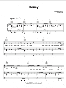 page one of Honey (Piano, Vocal & Guitar Chords (Right-Hand Melody))