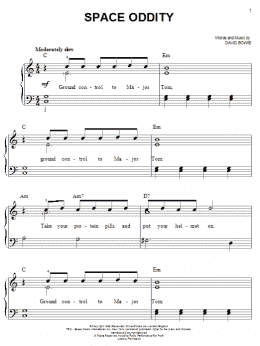 page one of Space Oddity (Easy Piano)