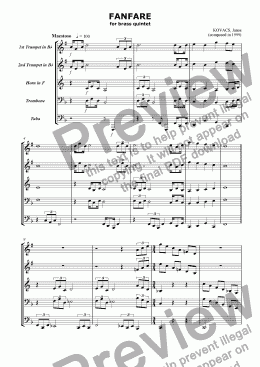 page one of Fanfare for Brass Quintet