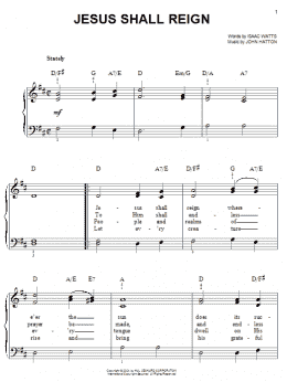 page one of Jesus Shall Reign (Where'er The Sun) (Easy Piano)