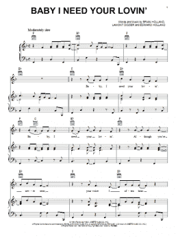 page one of Baby I Need Your Lovin' (Piano, Vocal & Guitar Chords (Right-Hand Melody))