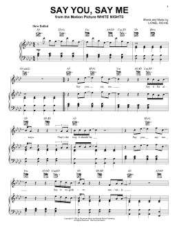 page one of Say You, Say Me (Piano, Vocal & Guitar Chords (Right-Hand Melody))