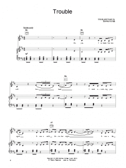 page one of Trouble (Piano, Vocal & Guitar Chords (Right-Hand Melody))