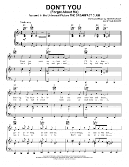 page one of Don't You (Forget About Me) (Piano, Vocal & Guitar Chords (Right-Hand Melody))