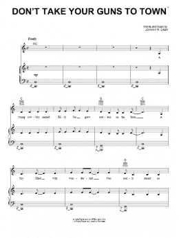 page one of Don't Take Your Guns To Town (Piano, Vocal & Guitar Chords (Right-Hand Melody))