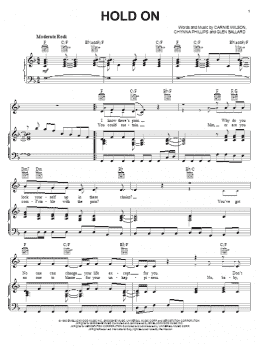 page one of Hold On (Piano, Vocal & Guitar Chords (Right-Hand Melody))