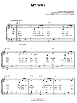 page one of My Way (Easy Piano)