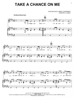 page one of Take A Chance On Me (Piano, Vocal & Guitar Chords (Right-Hand Melody))