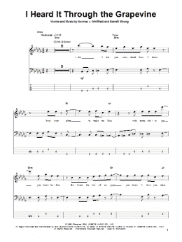 page one of I Heard It Through The Grapevine (Bass Guitar Tab)