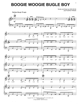 page one of Boogie Woogie Bugle Boy (Piano, Vocal & Guitar Chords (Right-Hand Melody))