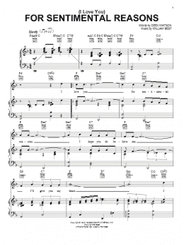 page one of (I Love You) For Sentimental Reasons (Piano, Vocal & Guitar Chords (Right-Hand Melody))