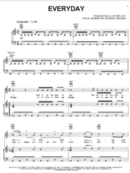 page one of Everyday (Piano, Vocal & Guitar Chords (Right-Hand Melody))