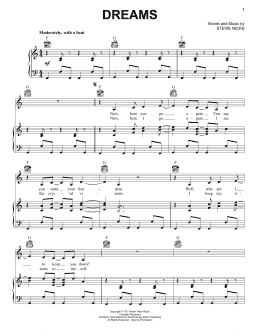 page one of Dreams (Piano, Vocal & Guitar Chords (Right-Hand Melody))