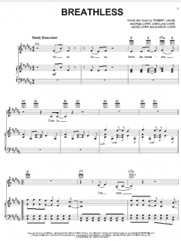 page one of Breathless (Piano, Vocal & Guitar Chords (Right-Hand Melody))