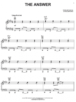 page one of The Answer (Piano, Vocal & Guitar Chords (Right-Hand Melody))